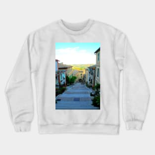 La Piaggia staircase and the Polenta well from above in Corinaldo Crewneck Sweatshirt